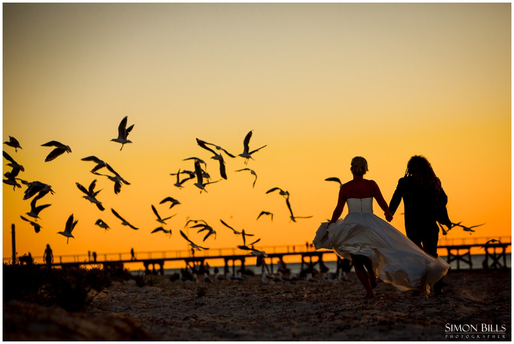 adelaide beach wedding, bride and groom