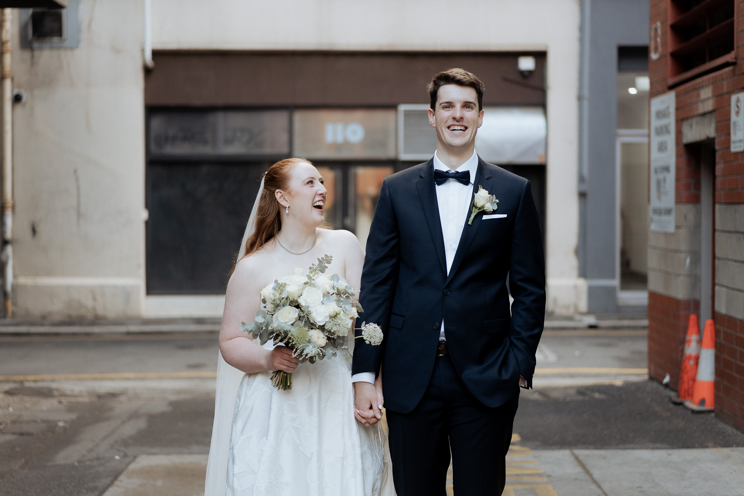 Bride and groom in Adelaide laneway
