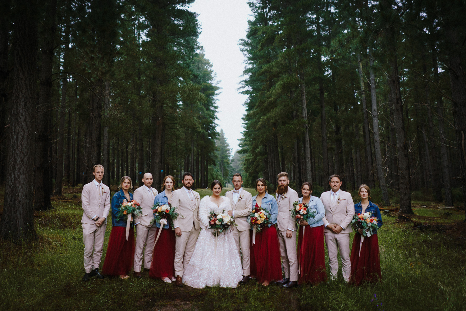 bridal party in forest opposite kuitpo hall