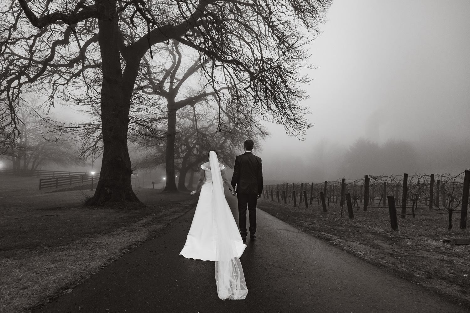 Mount lofty estate winter wedding fog