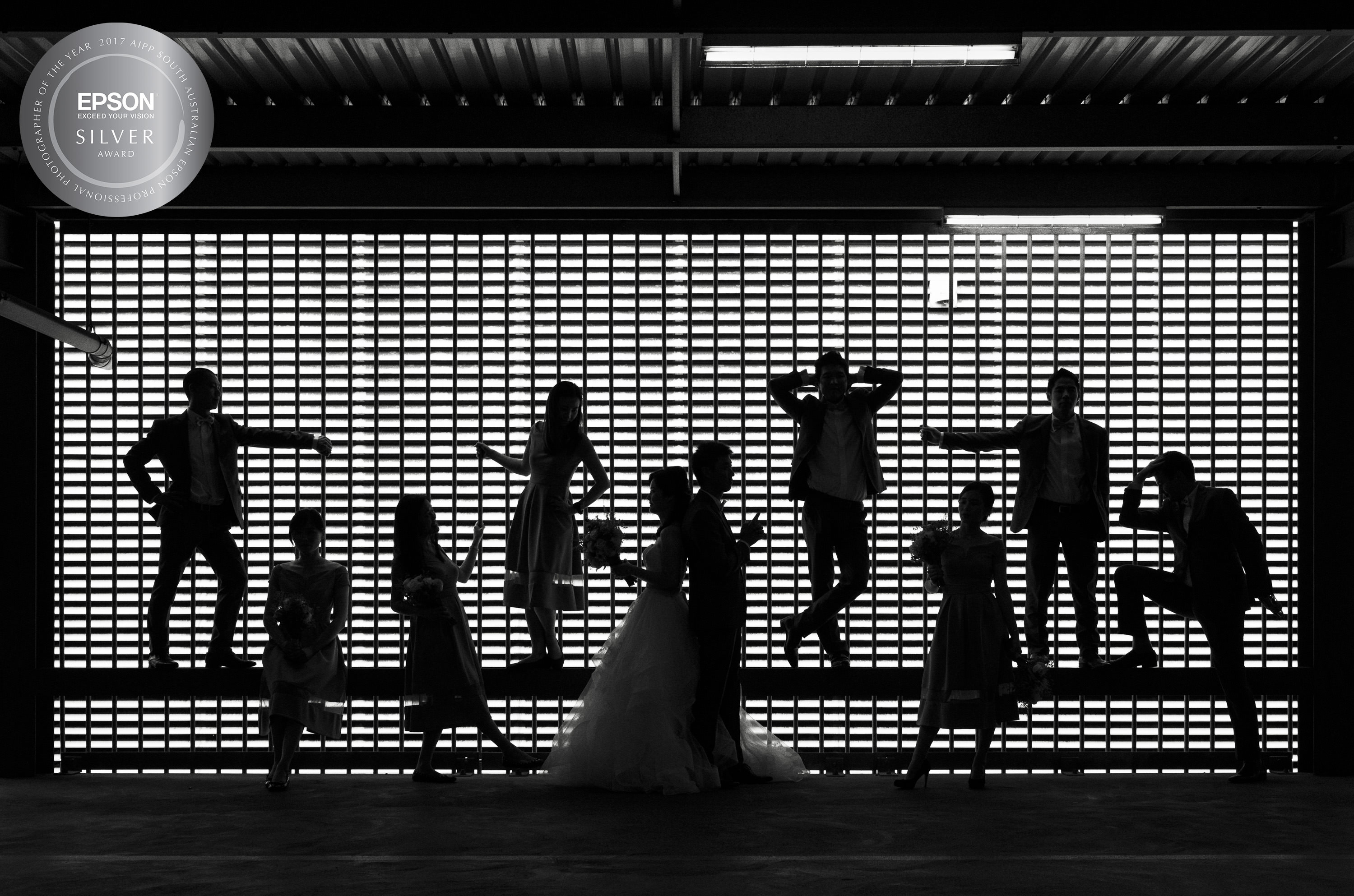 2017 AIPP SA Wedding Photographer of the Year carpark bridal party